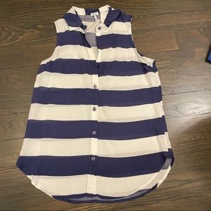 Splendid Sleeveless Button Striped Top, X-Small